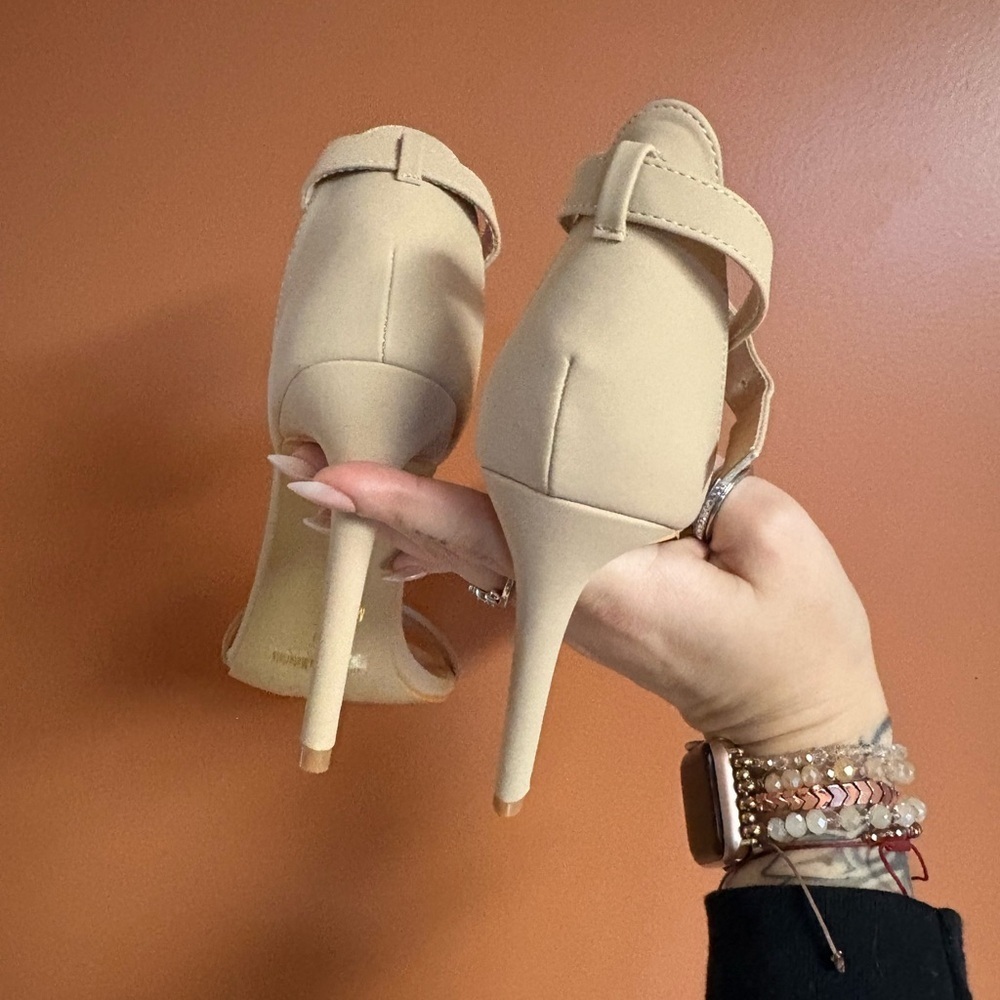 Fashion Nova Nude Strappy Heels - Picture 7 of 9